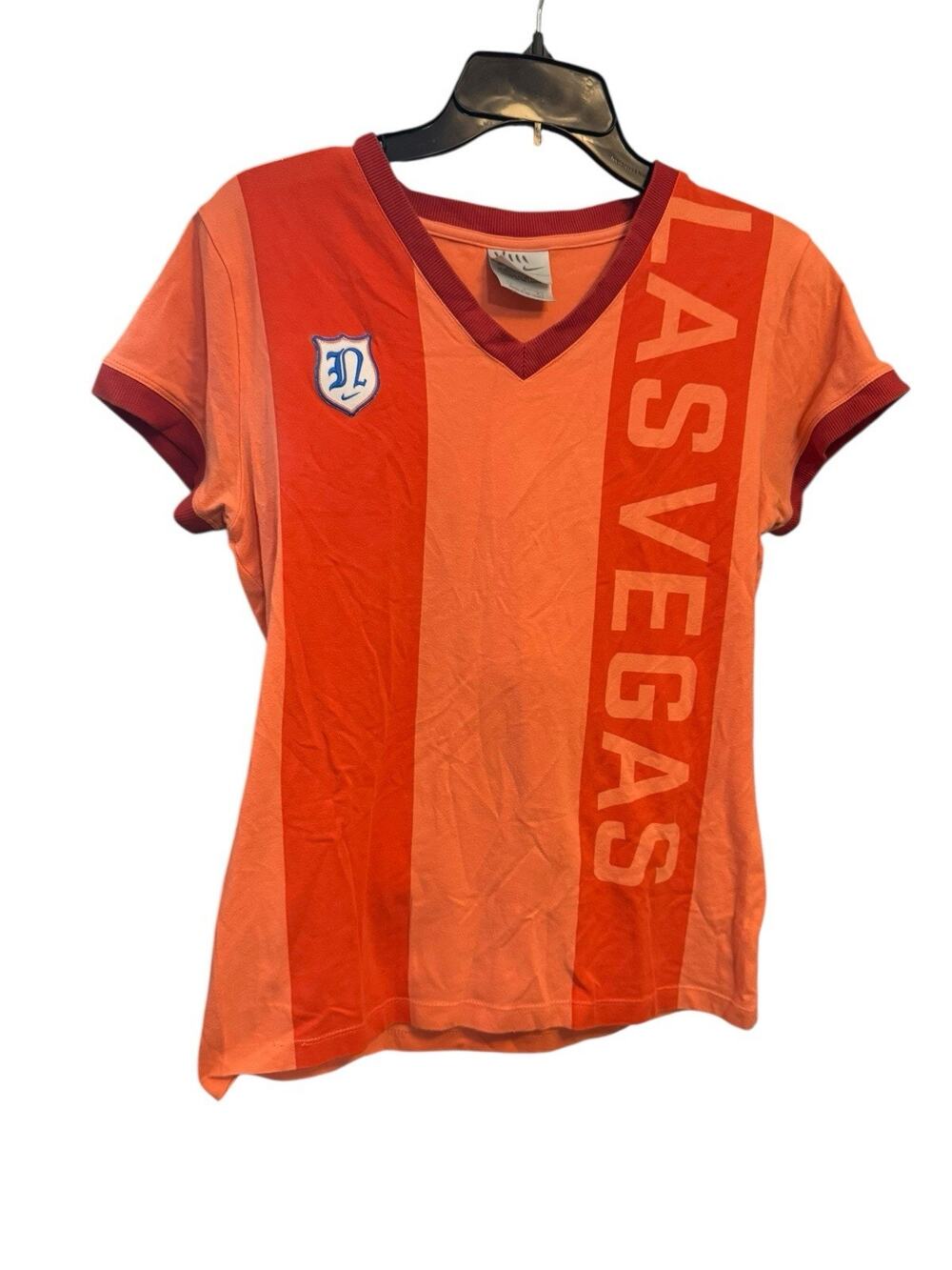 Nike Striped Las Vegas Red Orange Womans T Shirt Large - Picture 1 of 5